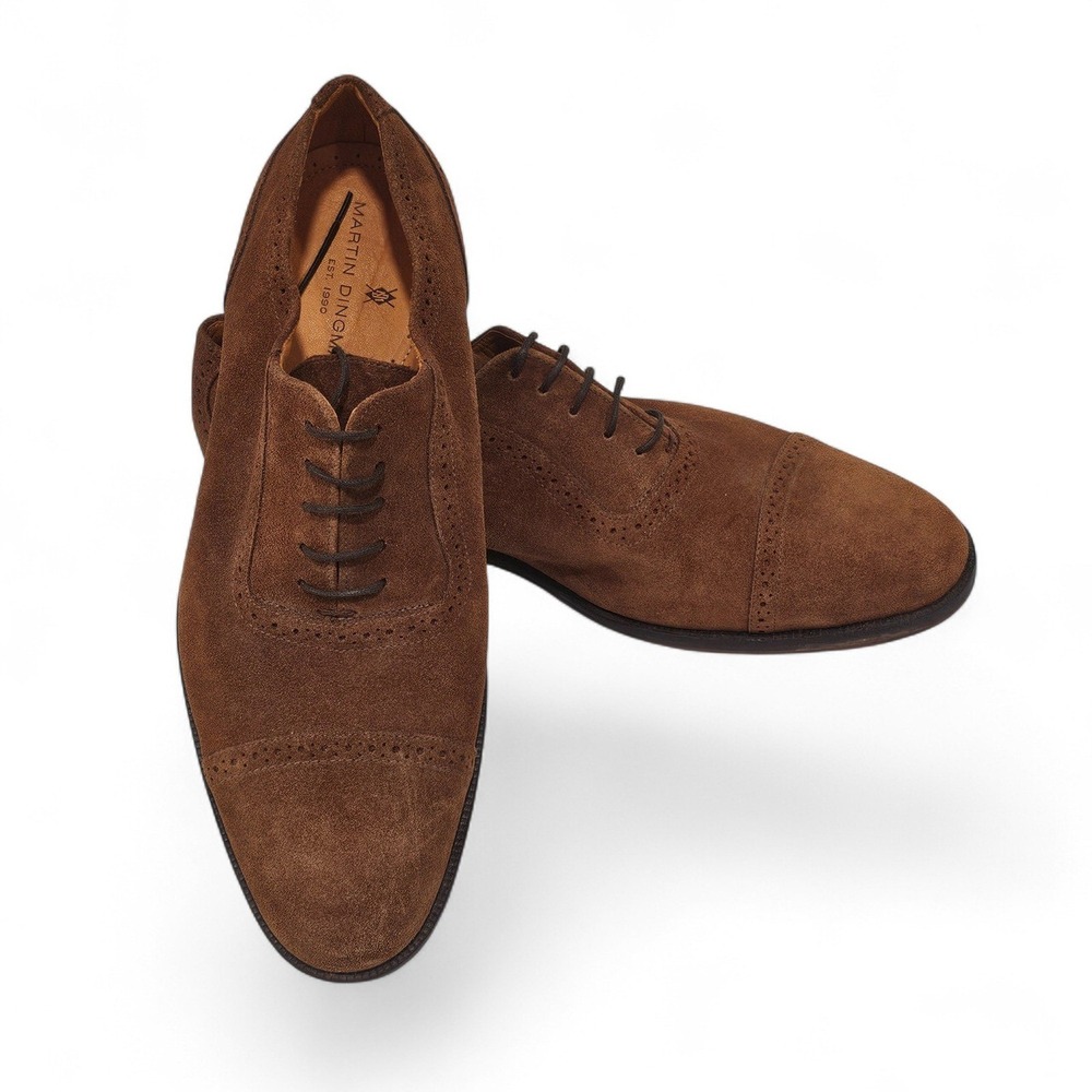 Martin Dingman Suede Leather Oxfords Size 11 Brown Dress Shoes Cap‎ Toe
